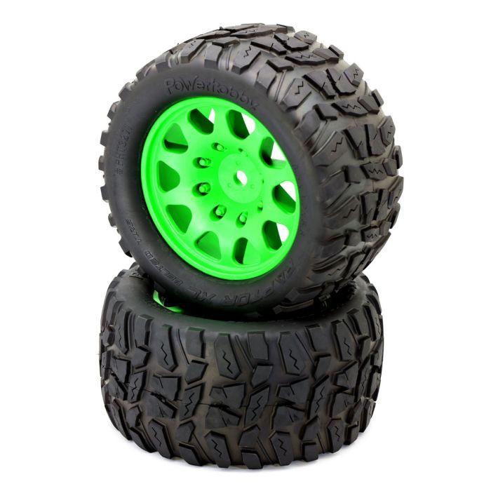 Powerhobby Raptor XL Belted Tires Viper Wheels (4) Arrma Kraton Outcast 8S GREEN - PowerHobby