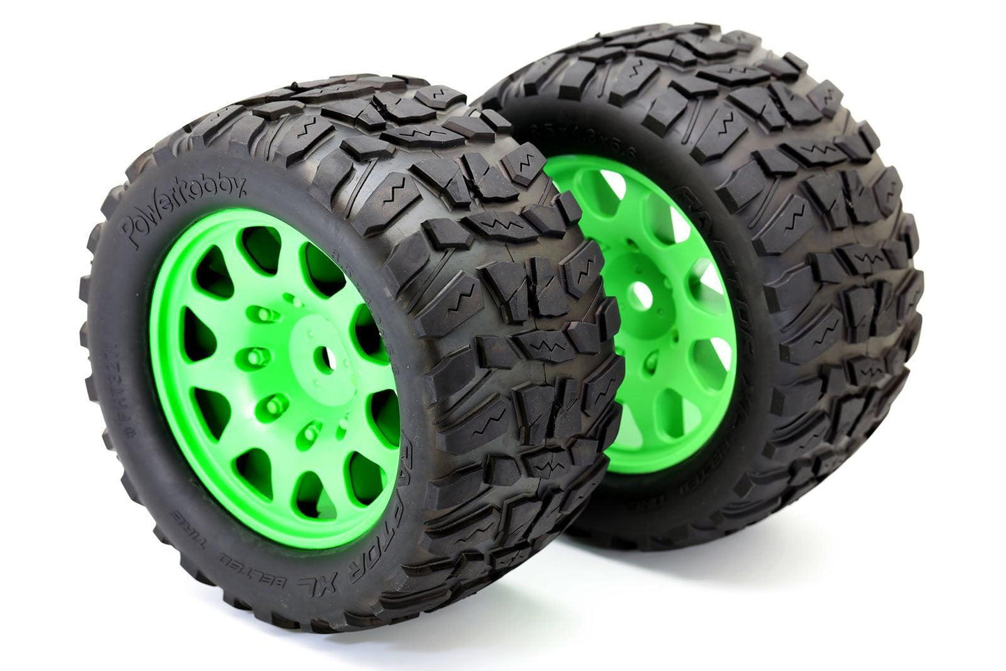 Powerhobby Raptor XL Belted Tires / Viper Wheels (4) FOR Traxxas X-Maxx GREEN - PowerHobby