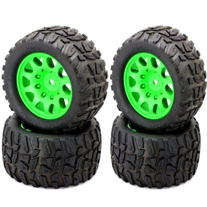 Powerhobby Raptor XL Belted Tires Viper Wheels (4) Arrma Kraton Outcast 8S GREEN - PowerHobby