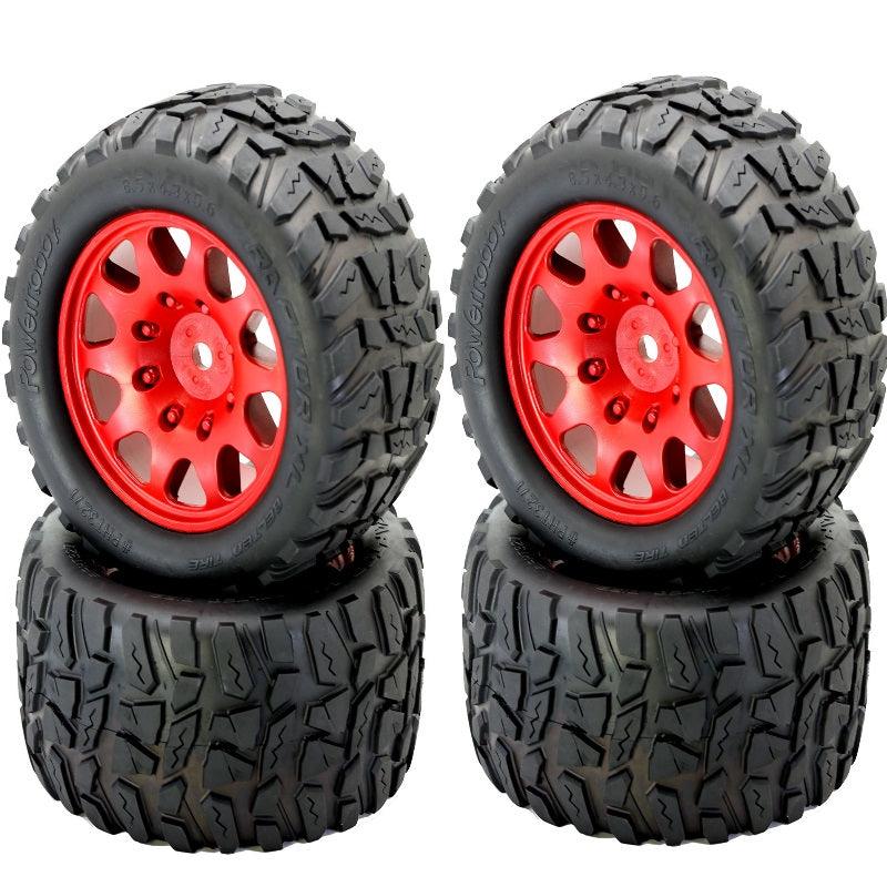 Powerhobby Raptor XL Belted Tires / Viper Wheels (4) FOR Traxxas X-Maxx RED - PowerHobby
