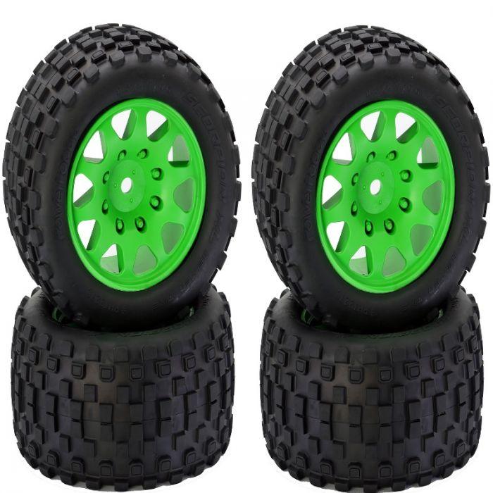 Powerhobby SCORPION XL Belted Tires Viper Wheels 4 Arrma Kraton OUTCAST 8S GREEN - PowerHobby