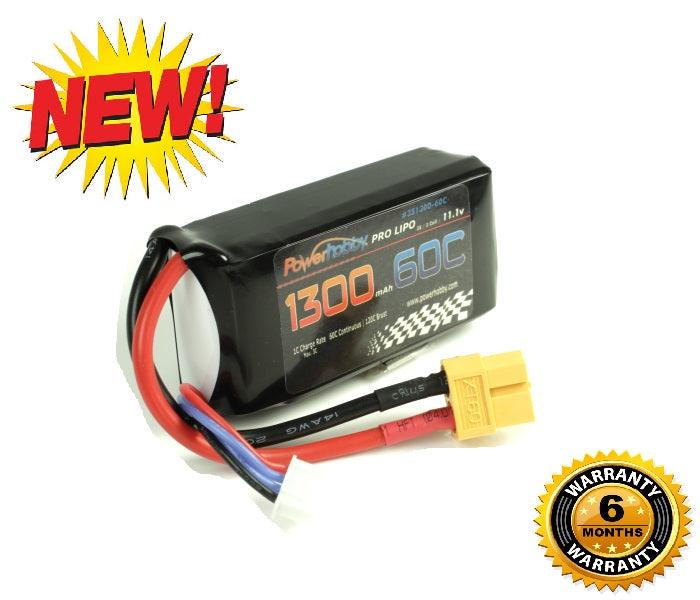 Powerhobby 3S 11.1V 1300mAh 60C Lipo Battery Soft Case 3-Cell w XT60 Connector - PowerHobby