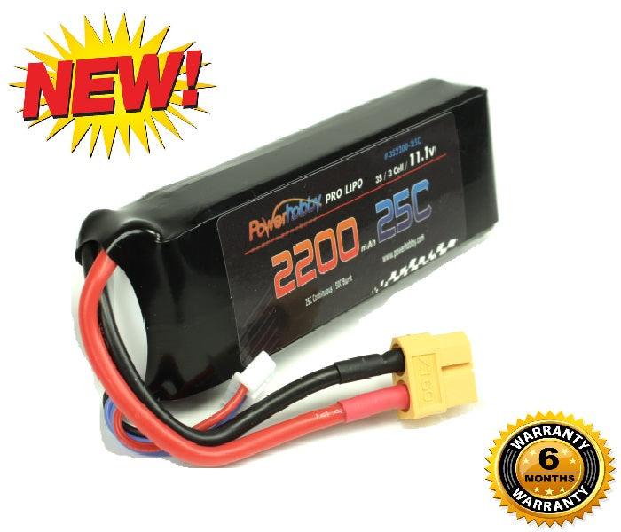 Powerhobby 3S 11.1V 2200mAh 25C Lipo Battery Pack w Xt60 Plug - PowerHobby