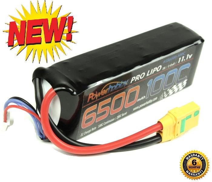 Powerhobby 3S 11.1V 6500mAh 100C Lipo Battery Pack w XT90 Connector Soft Case - PowerHobby