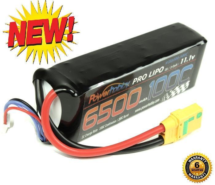 Powerhobby 3S 11.1V 6500mAh 100C Lipo Battery Pack w XT90 Connector Soft Case - PowerHobby
