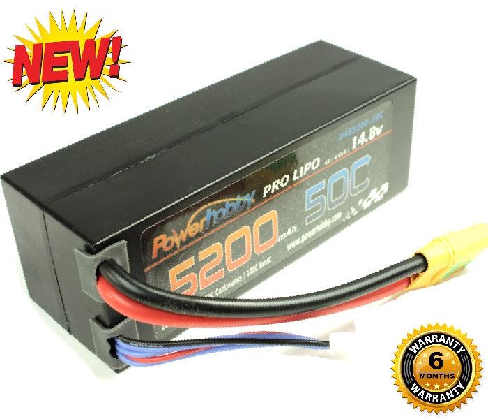 Powerhobby 4S 14.8V 5200mAh 50C Lipo Battery Hard Case 4-Cell w XT90 Plug - PowerHobby