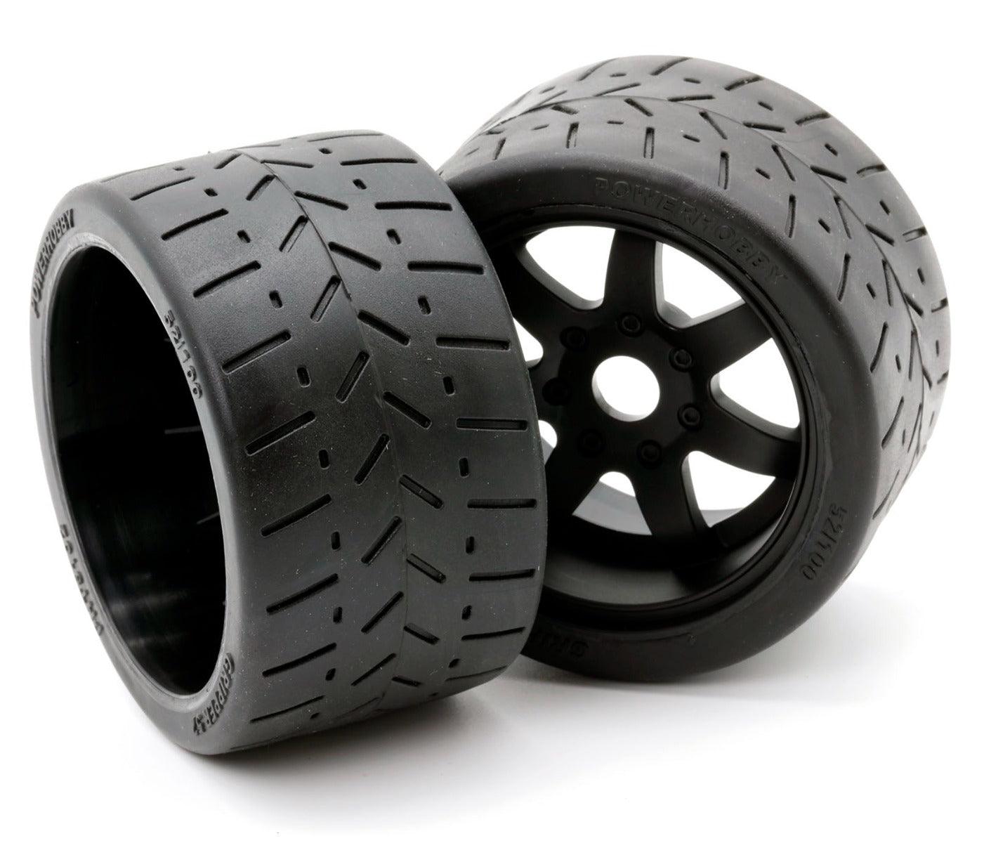 Powerhobby 1/8 Gripper 54/100 Belted Mounted Tires 17mm Black Wheels - PowerHobby