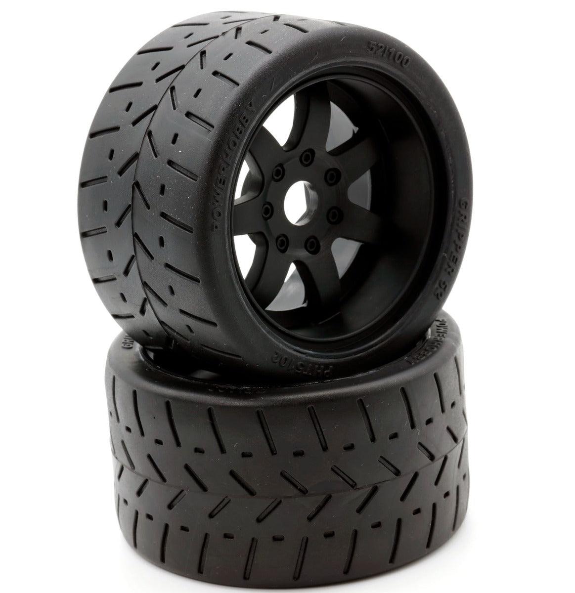 Powerhobby 1/8 Gripper 54/100 Belted Mounted Tires 17mm Black Wheels - PowerHobby