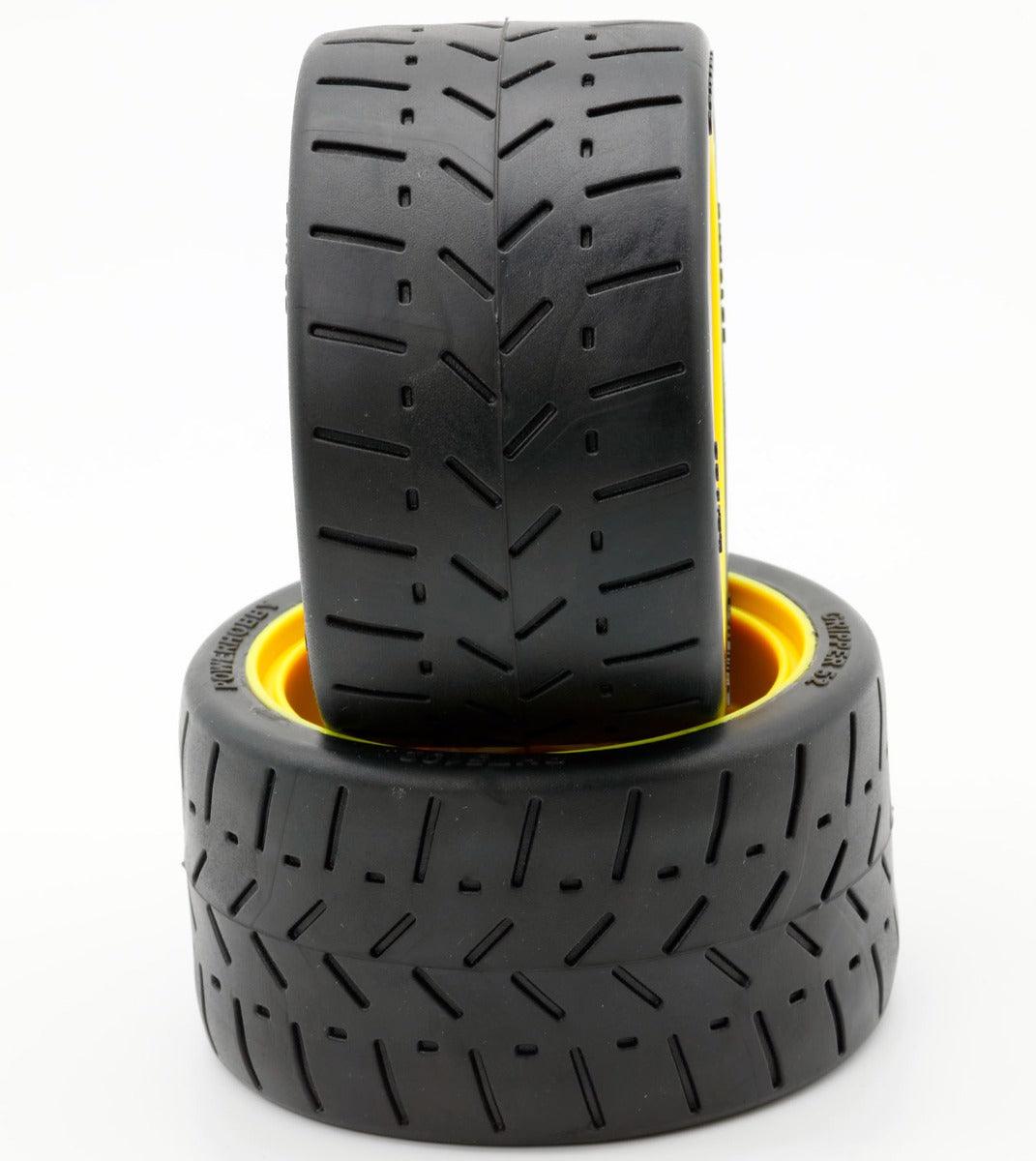 Powerhobby 1/8 Gripper 54/100 Belted Mounted Tires 17mm Yellow Wheels - PowerHobby