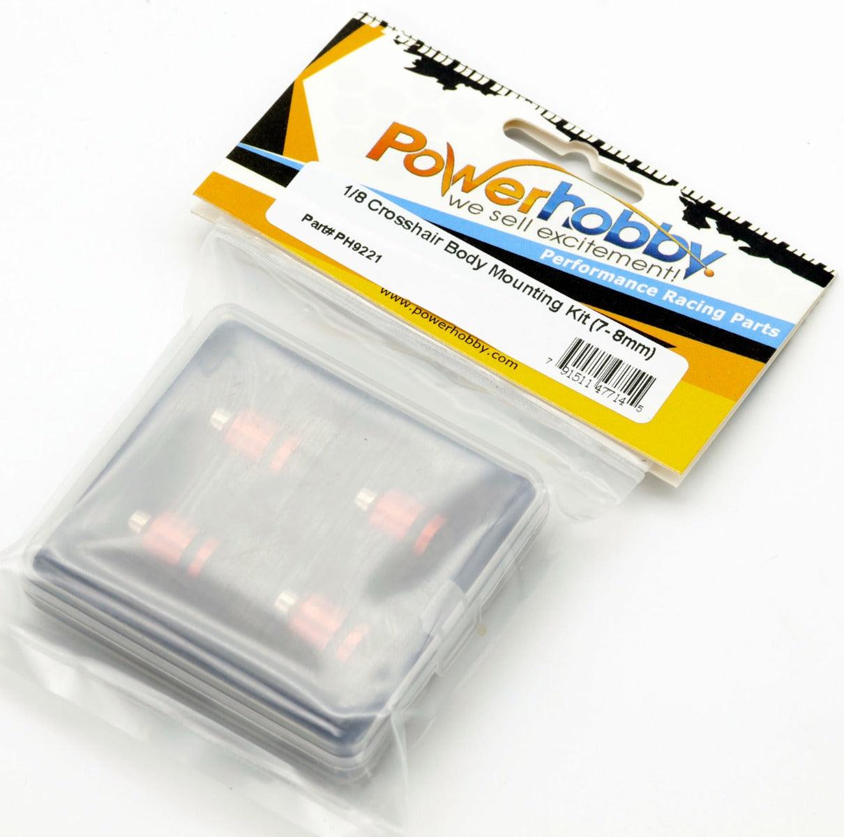 Powerhobby 1/8 Car Crosshair Magnetic Body Mount / Mounting Kit On-Road Red - PowerHobby