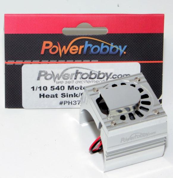 Powerhobby Aluminum Motor Heatsink Cooling Fan 1/10 540 / 550 Size Motor Silver - PowerHobby