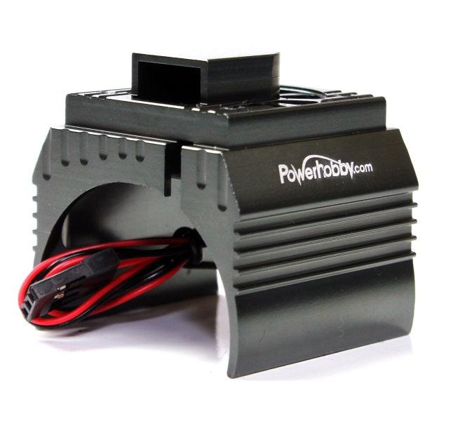 Powerhobby Aluminum Motor Heatsink + Cooling Fan For 1/8 Size Motors Gun - PowerHobby