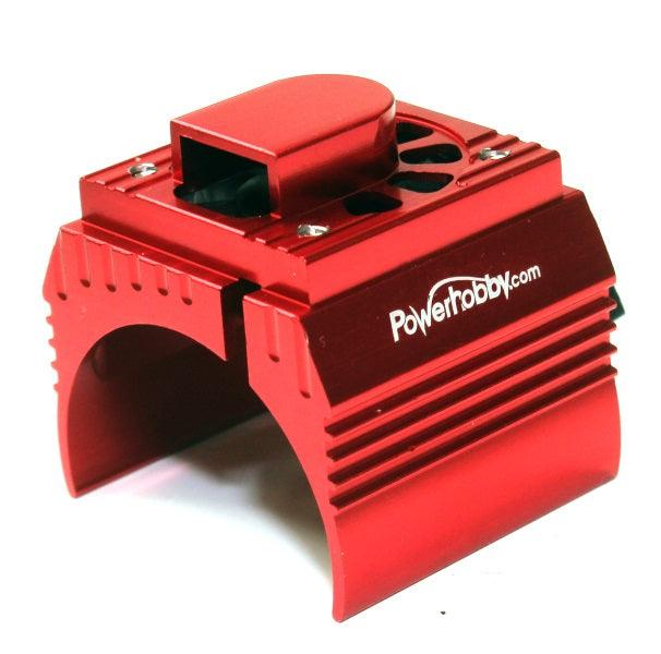 Powerhobby Aluminum Motor Heatsink + Cooling Fan For 1/8 Size Motors Red - PowerHobby