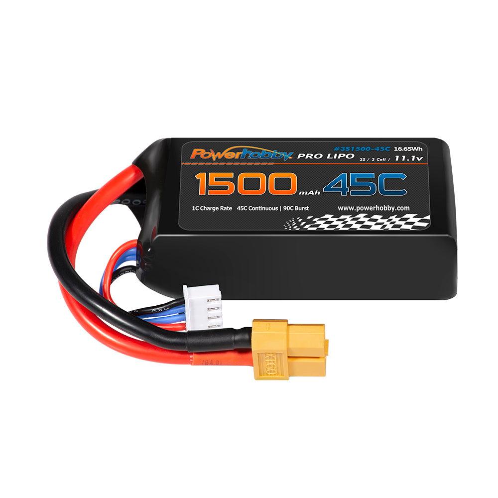 Powerhobby 3S 11.1V 1500mAh 45C Lipo Battery with XT60 Connector 3-Cell - PowerHobby