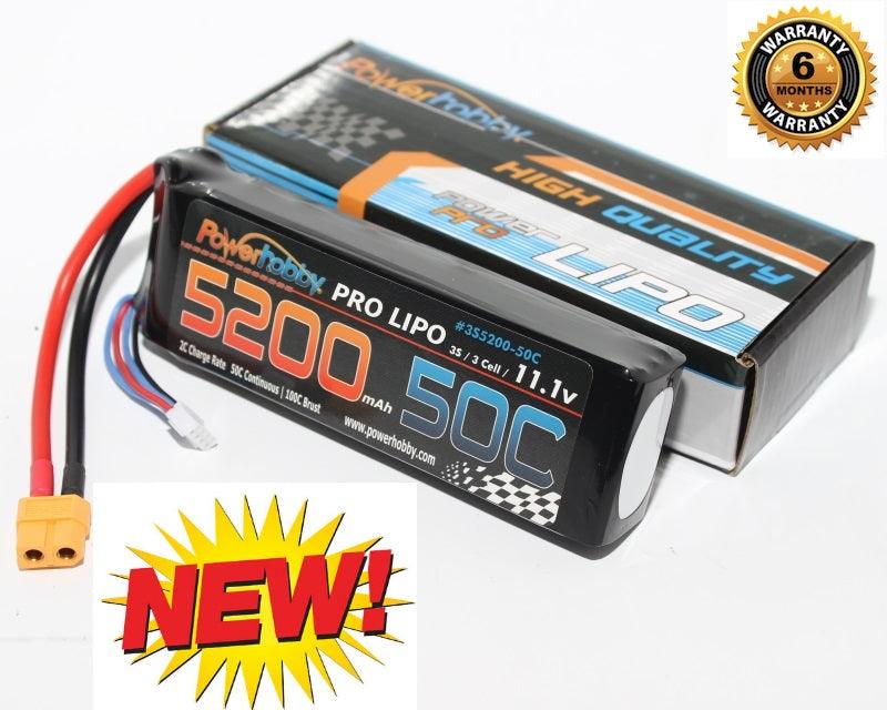 PowerHobby 3S 11.1V 5200mAh 50C Lipo Battery Pack w XT60 Connector / Plug 3-Cell - PowerHobby