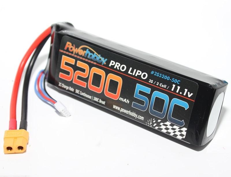 PowerHobby 3S 11.1V 5200mAh 50C Lipo Battery Pack w XT60 Connector / Plug 3-Cell - PowerHobby