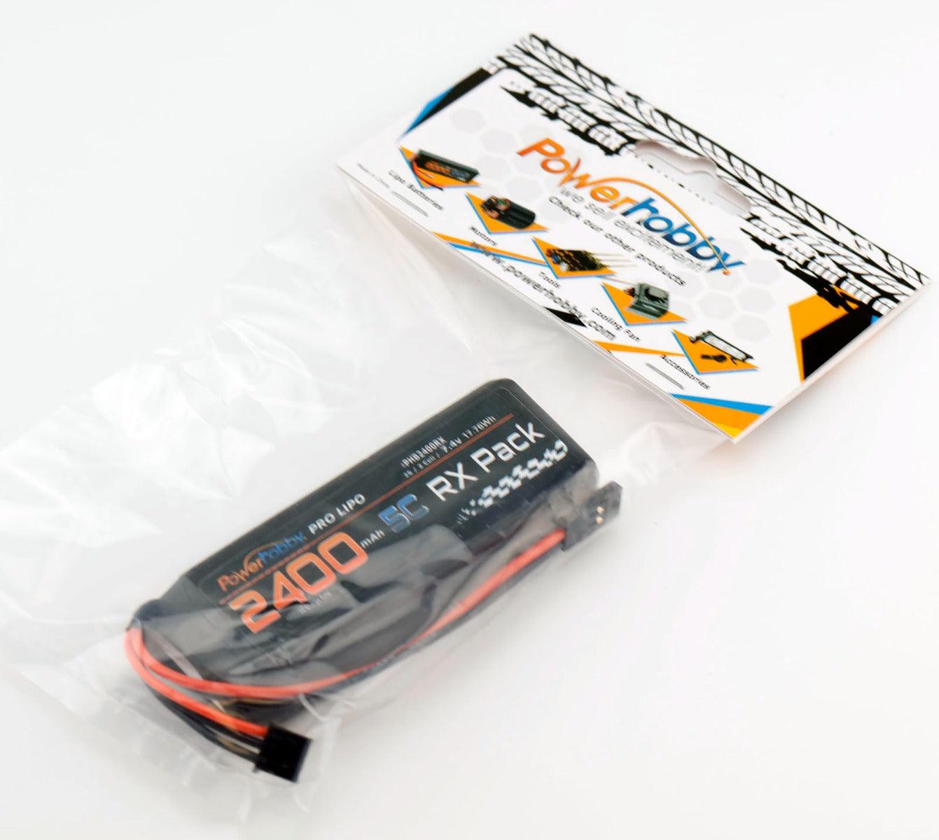 Powerhobby 2S 7.4V 2400mAh 5C RX Receiver Lipo Hump Battery Pack Servo Connector - PowerHobby
