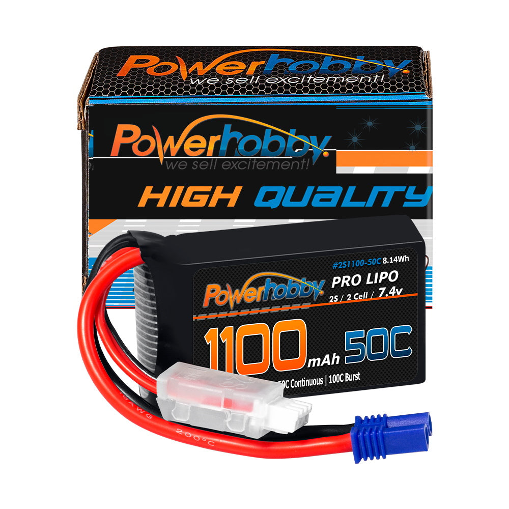 Powerhobby 2S 1100mAh 50C LiPo Battery w EC2 Plug : Losi Mini-B Mini-T 2.0 JRX2 - PowerHobby