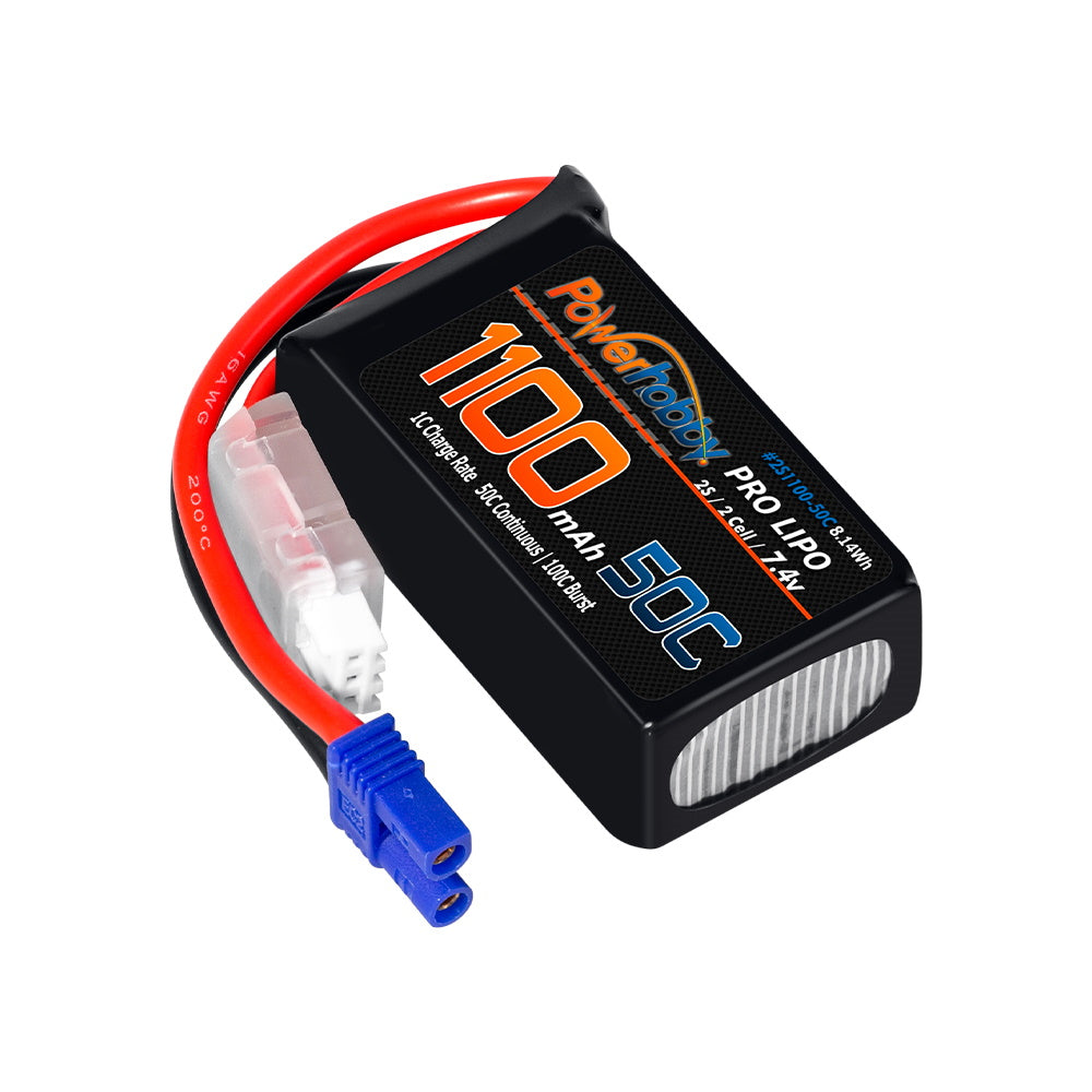 Powerhobby 2S 1100mAh 50C LiPo Battery w EC2 Plug : Losi Mini-B Mini-T 2.0 JRX2 - PowerHobby