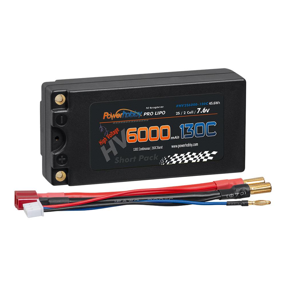 Powerhobby 2S 7.6V 6000mah 130C HV + Graphene Shorty Lipo Battery 5MM - PowerHobby