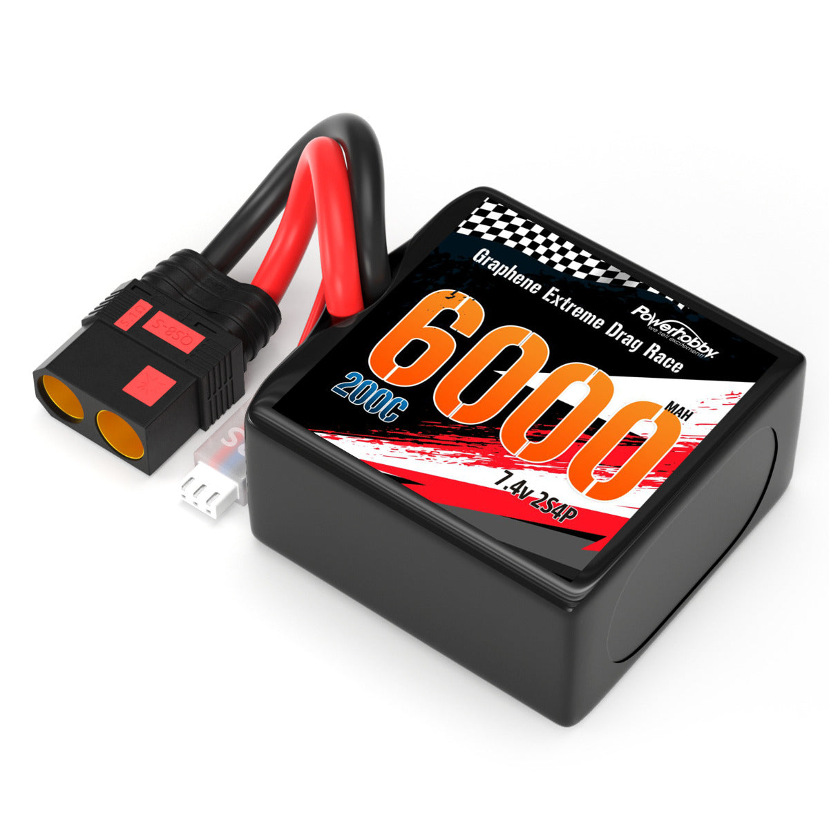 Powerhobby 2S 6000MAH 200C DRAG LIPO BATTERY PACK 2S4P w 8AWG Wire QS8 PLUG - PowerHobby