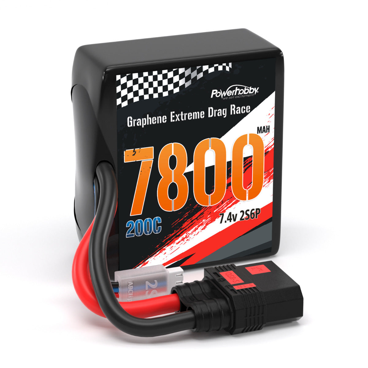 Powerhobby 2S 7800MAH 200C DRAG LIPO BATTERY PACK 2S6P w 8AWG Wire QS8 PLUG - PowerHobby