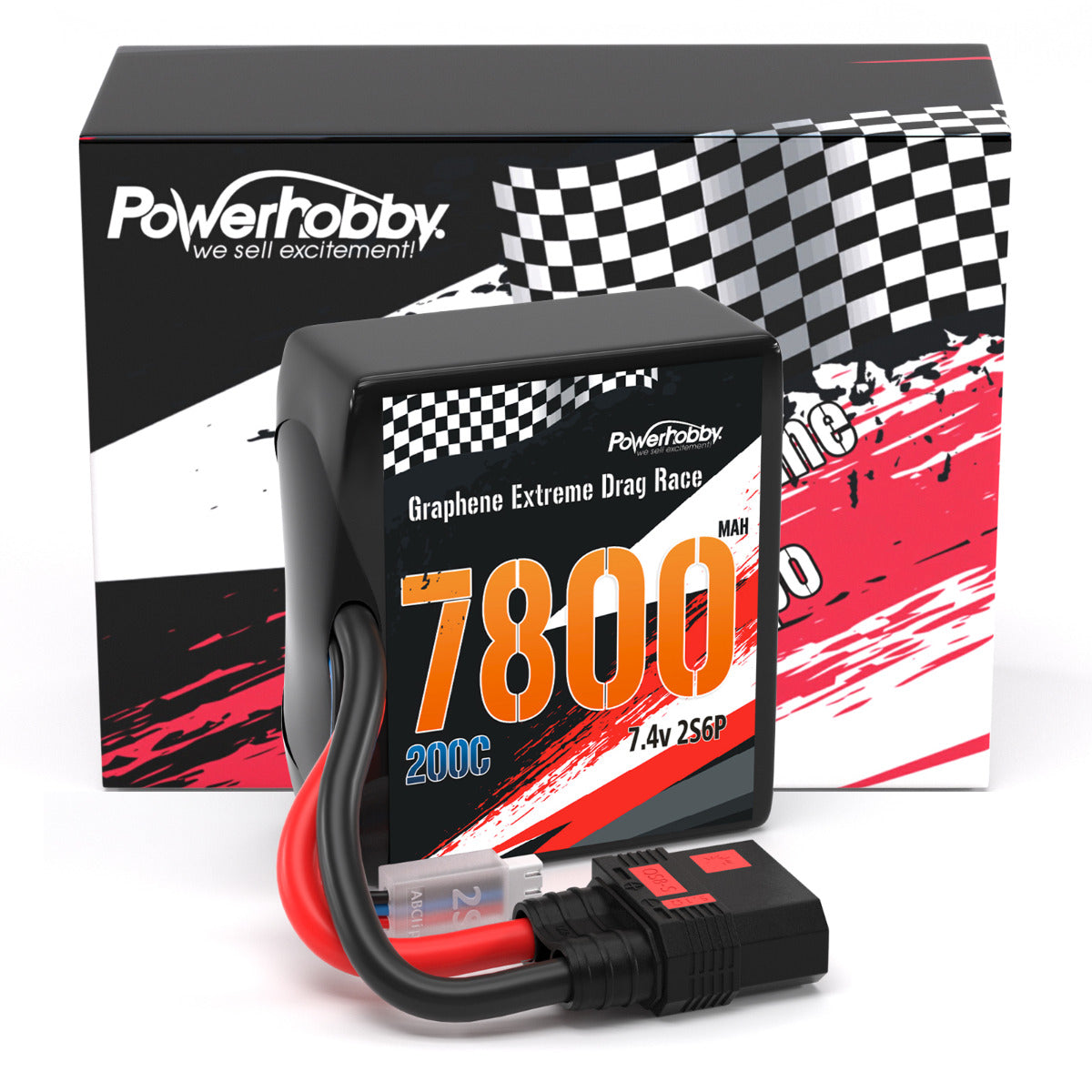 Powerhobby 2S 7800MAH 200C DRAG LIPO BATTERY PACK 2S6P w 8AWG Wire QS8 PLUG - PowerHobby