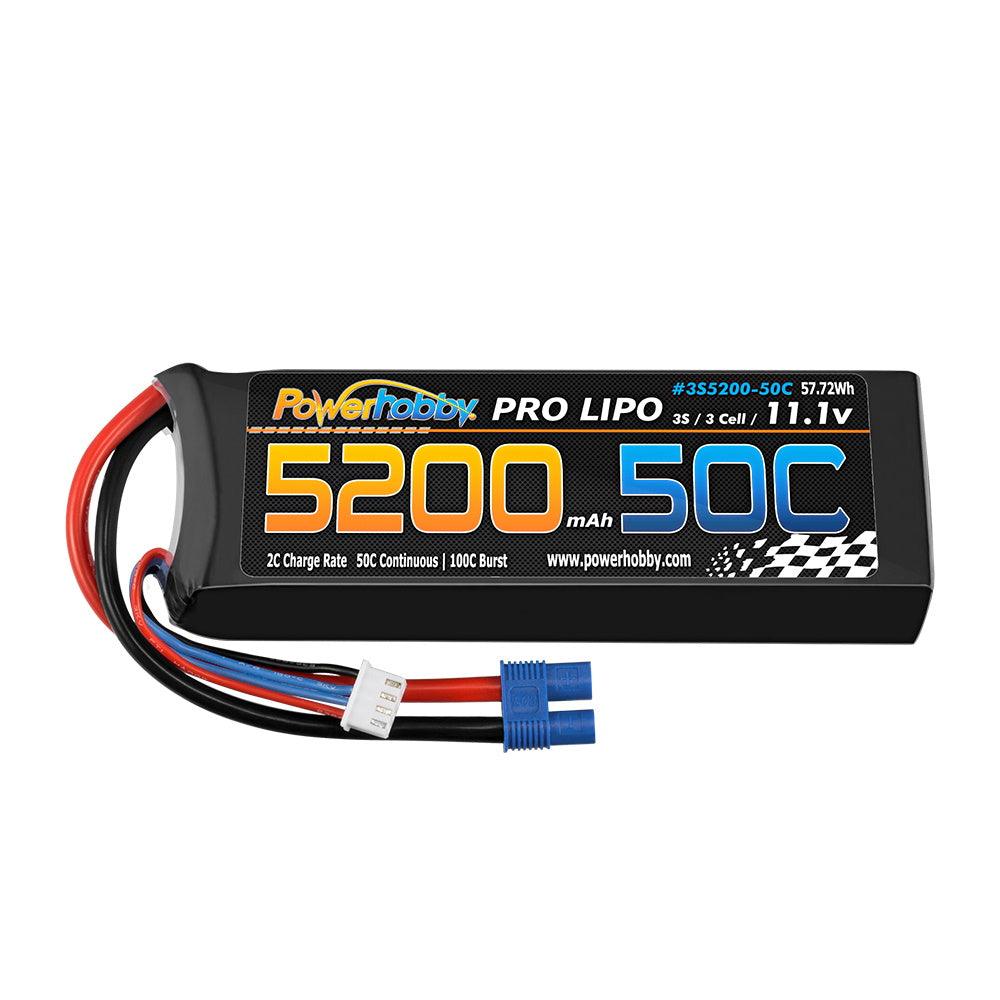 PowerHobby 3S 11.1V 5200mAh 50C Lipo Battery Pack w EC3 Plug 3-Cell - PowerHobby