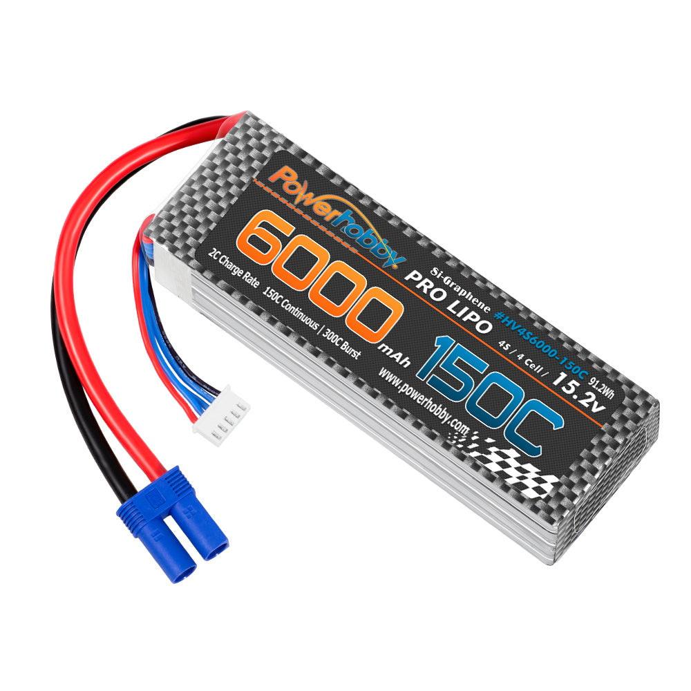 Powerhobby HV + GRAPHENE 4S 15.2V 6000mah 150C Lipo Battery W EC5 Plug 4-Cell - PowerHobby
