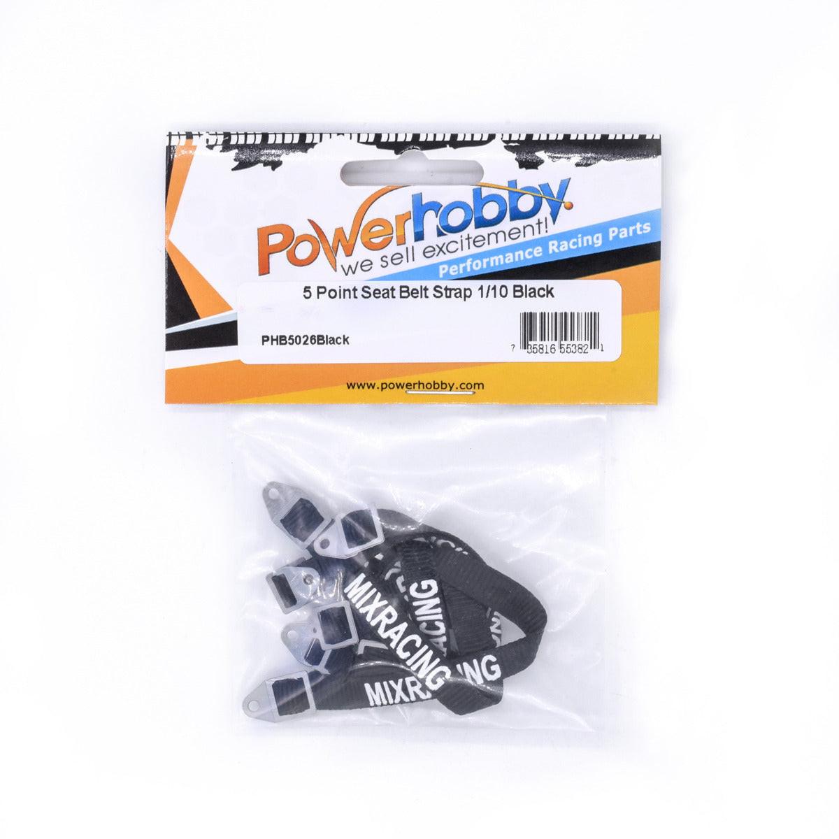 Powerhobby 5 Point Seat Belt Strap 1/10 Scale Rock Crawler Black - PowerHobby