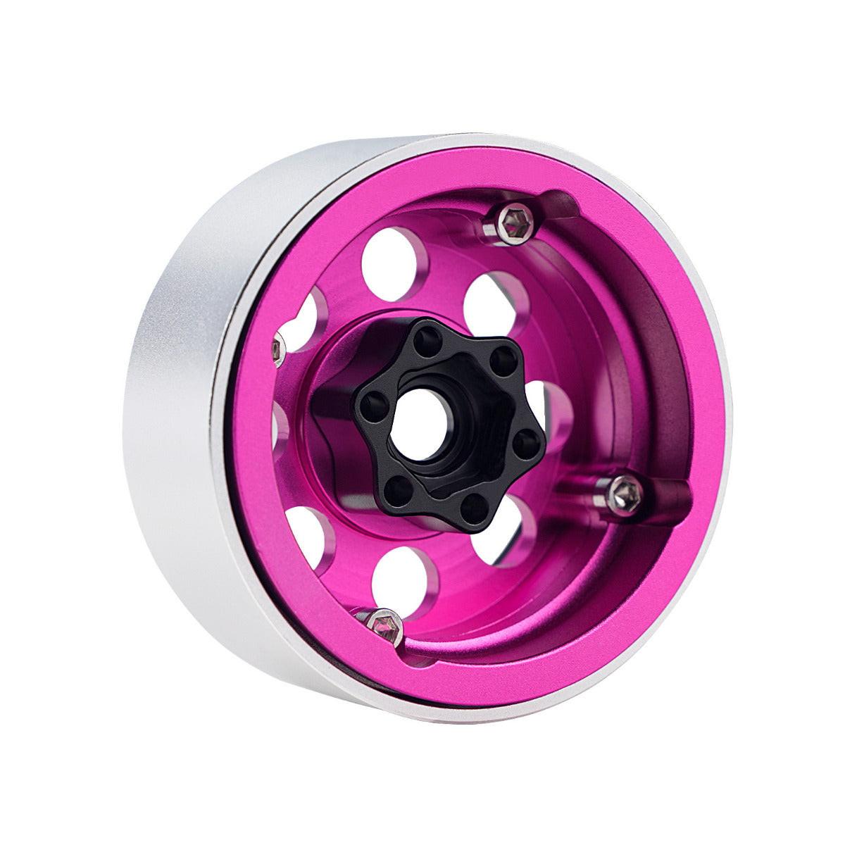 Powerhobby B2 Aluminum 1.9 Beadlock Wheels 9mm Hubs Pink (4) 1/10 Rock Crawler - PowerHobby