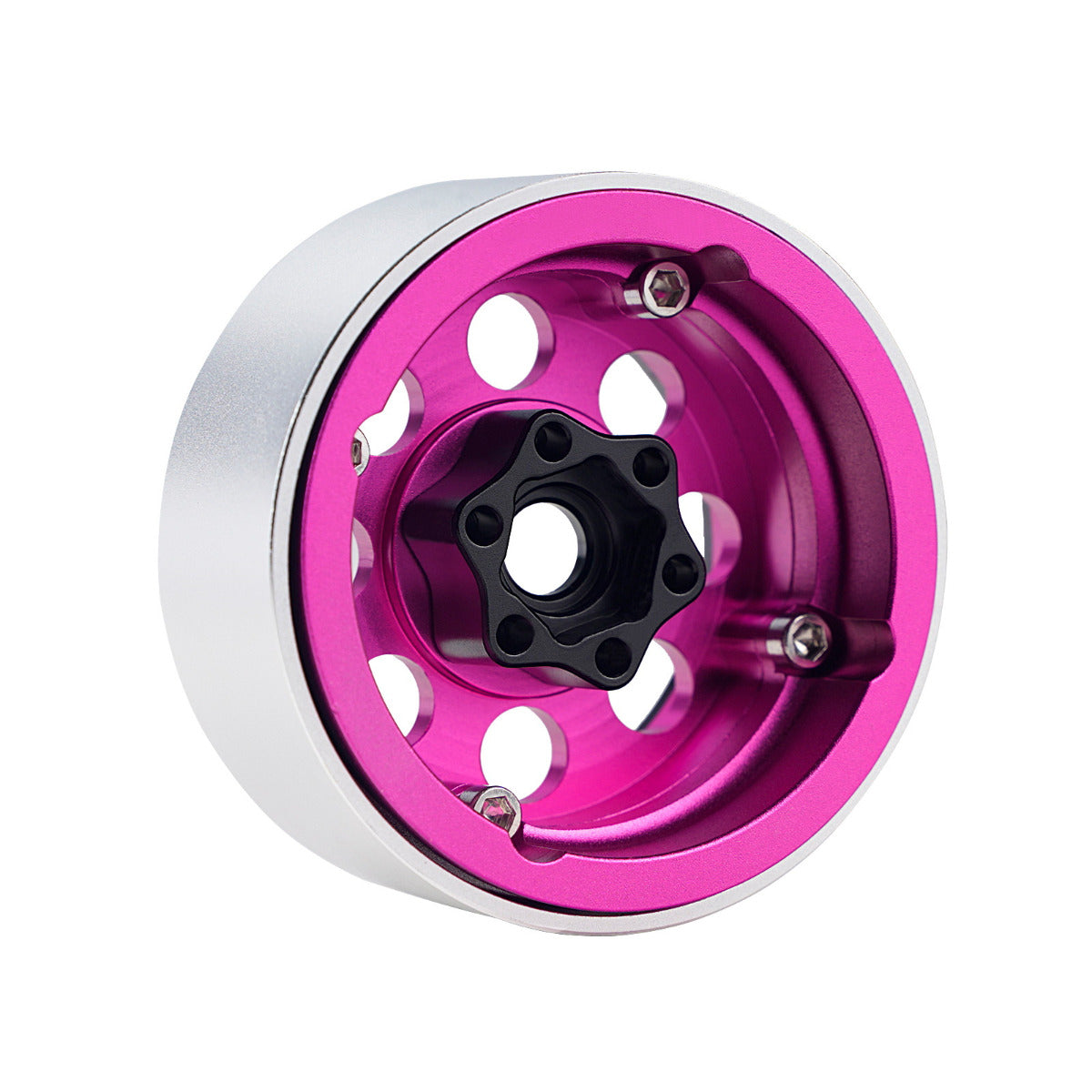 Powerhobby B2 Aluminum 1.9 Beadlock Wheels 9mm Hubs Pink (4) 1/10 Rock Crawler - PowerHobby