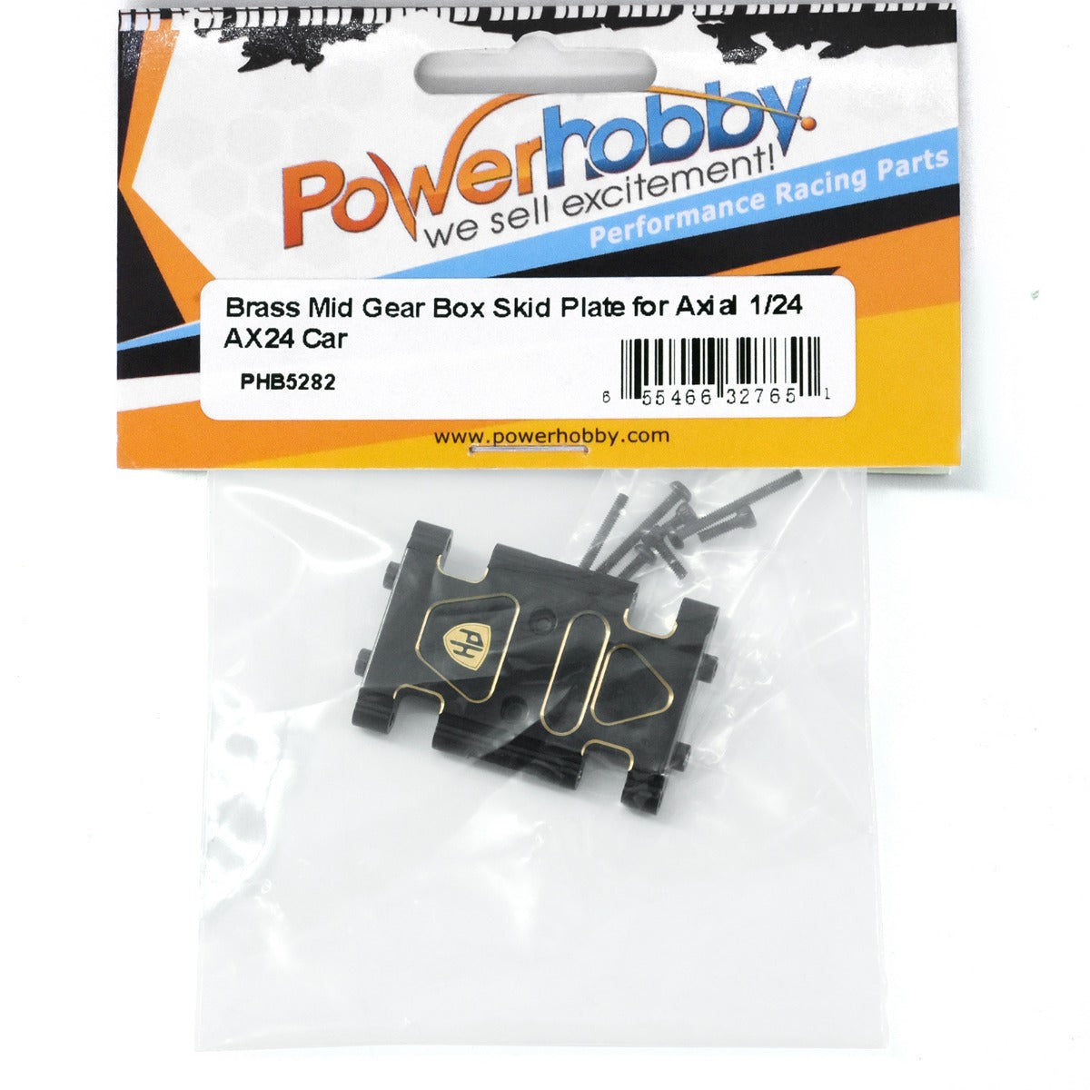 Powerhobby Brass Chassis Skid Plate Black Axial 1/24 AX24 - PowerHobby