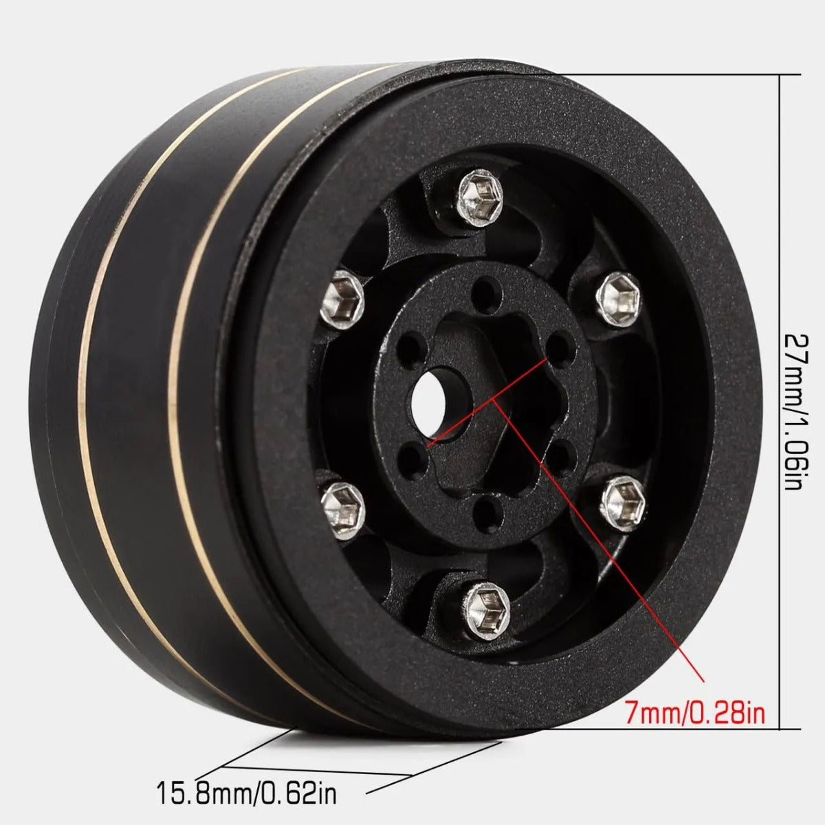 Powerhobby 1.0" Z1 Brass Beadlock Crawler Wheels 1/24 Axial SCX24 Jeep Bronco - PowerHobby