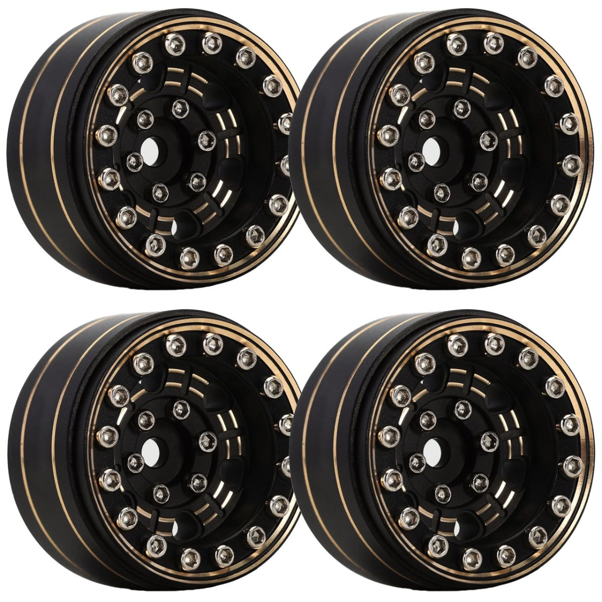 Powerhobby 1.0" Z1 Brass Beadlock Crawler Wheels 1/24 Axial SCX24 Jeep Bronco - PowerHobby
