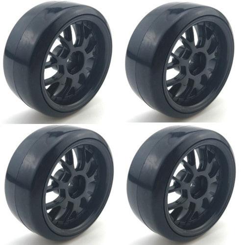 Powerhobby 1/10 Drift Car Mounted Tires / Wheels (4) Black PY010 - PowerHobby