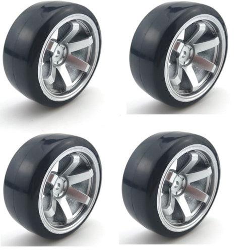 Powerhobby 1/10 Drift Car Mounted Tires / Wheels (4) Silver PY026 - PowerHobby