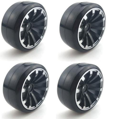Powerhobby 1/10 Drift Car Mounted Tires / Wheels (4) Silver PY041 - PowerHobby