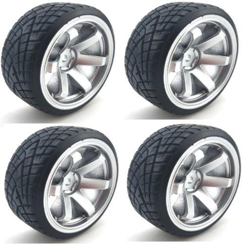 Powerhobby 1/10 Drift Car Mounted Tires / Wheels (4) Silver PY067 - PowerHobby