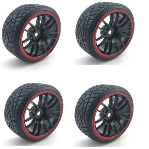 Powerhobby 1/10 Drift Car Mounted Tires / Wheels (4) Red PY081 - PowerHobby