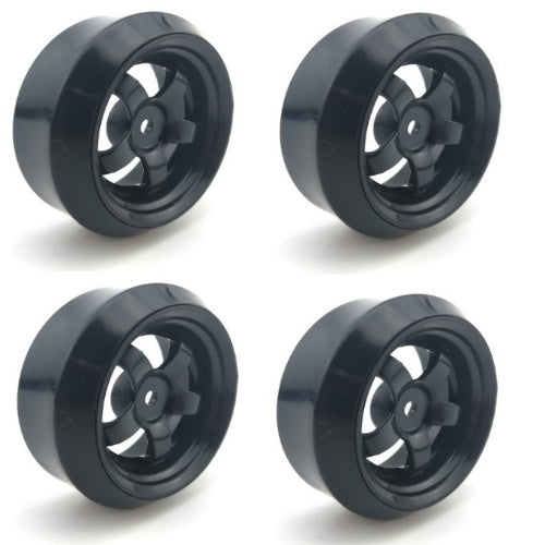 Powerhobby 1/10 Drift Car Mounted Slick Tires / Wheels (4) Black PY124 - PowerHobby