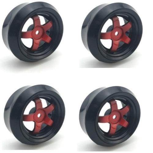 Powerhobby 1/10 Drift Car Slick Mounted Tires / Wheels (4) Red / Black PY160 - PowerHobby