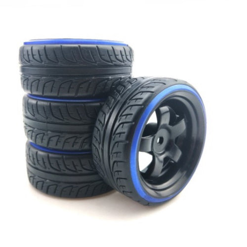 Powerhobby 1/10 Drift Car Mounted Tires / Wheels (4) Blue / Black PY554 - PowerHobby