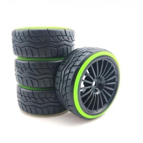 Ruote Radiali Traxxas Pneumatici Montati Powerhobby 1/10 Per Auto Rally - Set Di 4 Ruote Radiali, Compatibili Traxxas Pneumatici Auto Rally 1/10 Powerhobby