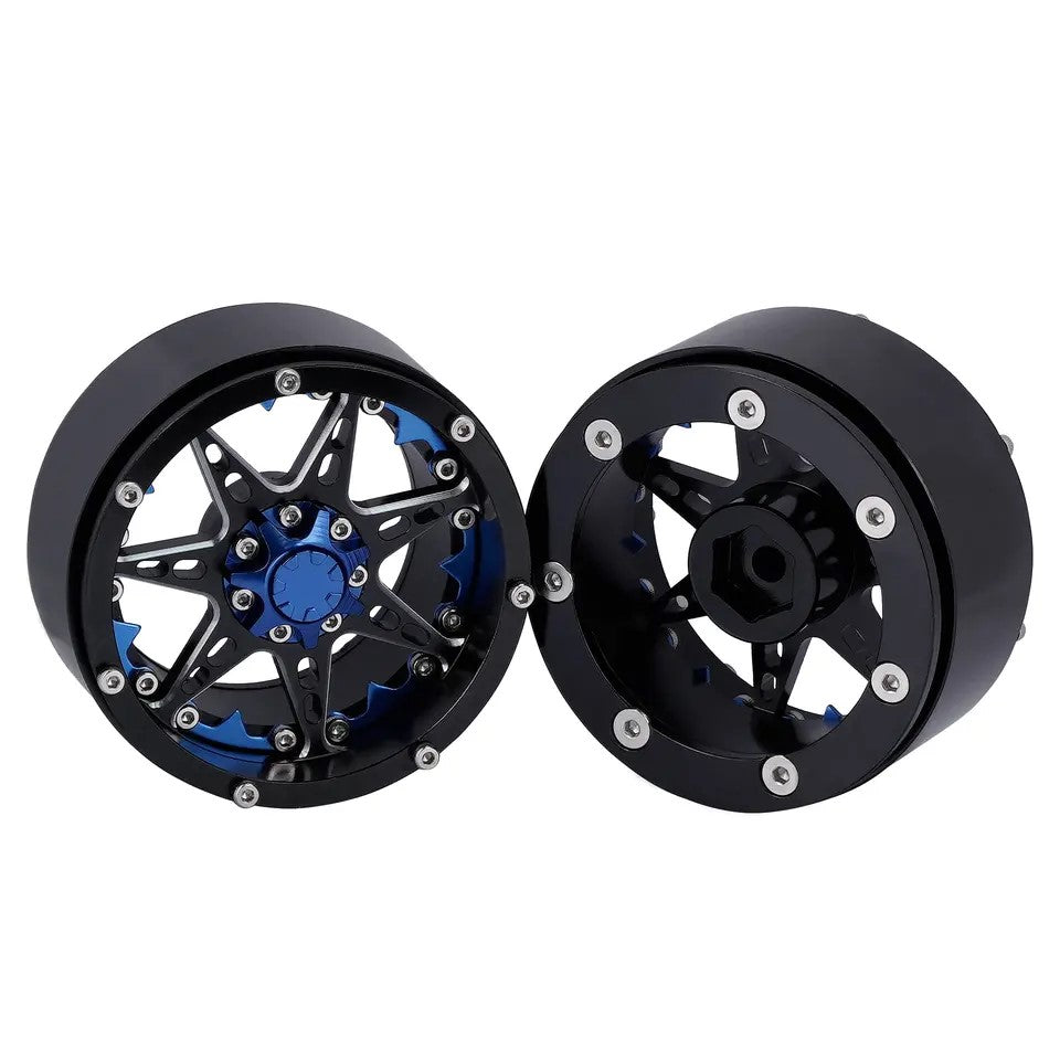 Powerhobby Aluminum 2.2" Beadlock Wheels Blue (4) 1/10 Rock Crawler - PowerHobby