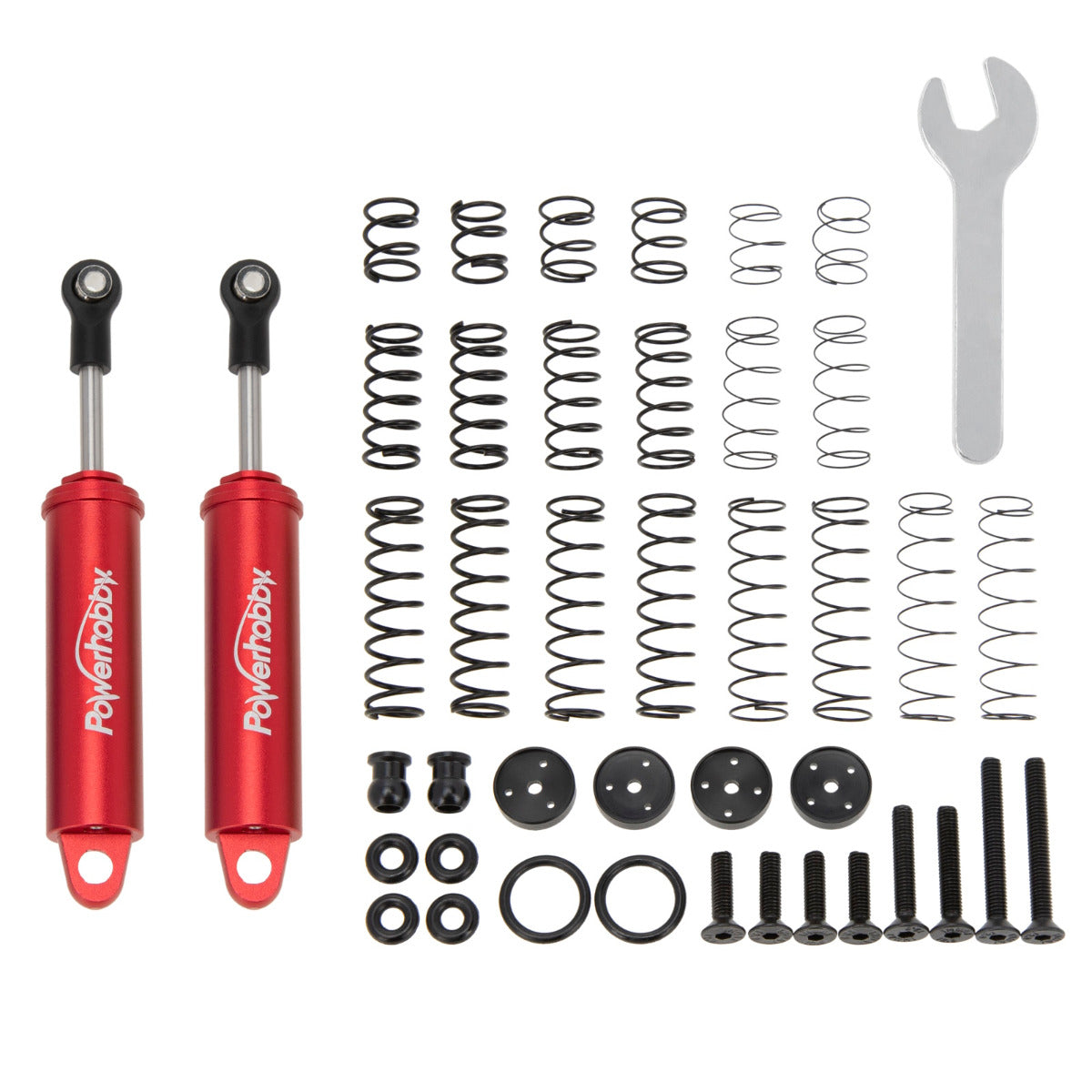 Powerhobby 90mm Promatics Two Stage Internal Spring Shocks (2) Red - PowerHobby