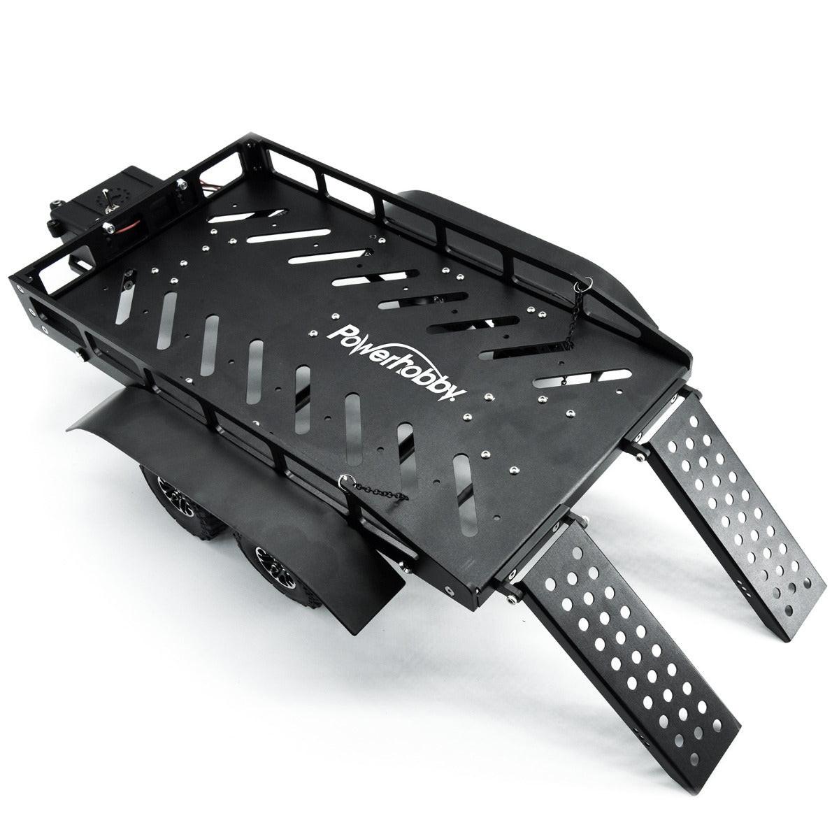 Powerhobby 1/18 / 1/16 Metal Trailer w Lights Black FOR Traxxas TRX-4M - PowerHobby