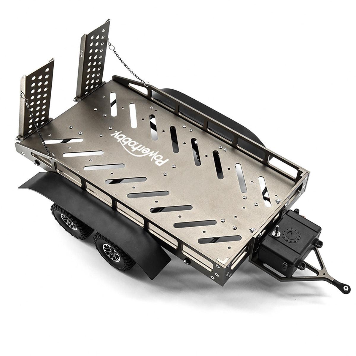 Powerhobby 1/18 / 1/16 Metal Trailer w Lights Silver FOR Traxxas TRX-4M - PowerHobby