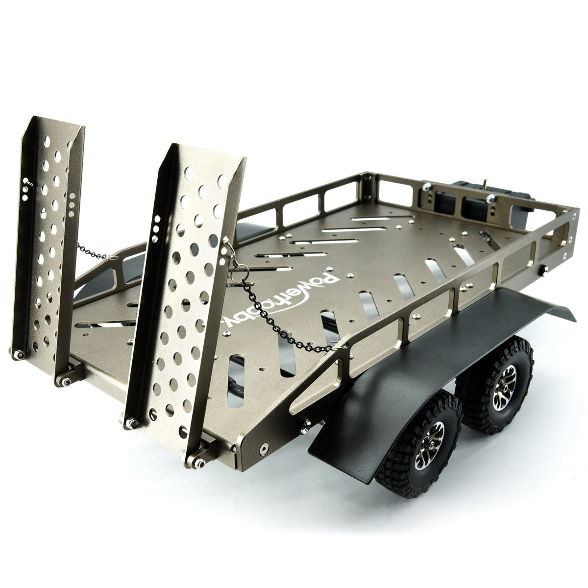 Powerhobby 1/18 / 1/16 Metal Trailer w Lights Silver FOR Traxxas TRX-4M - PowerHobby