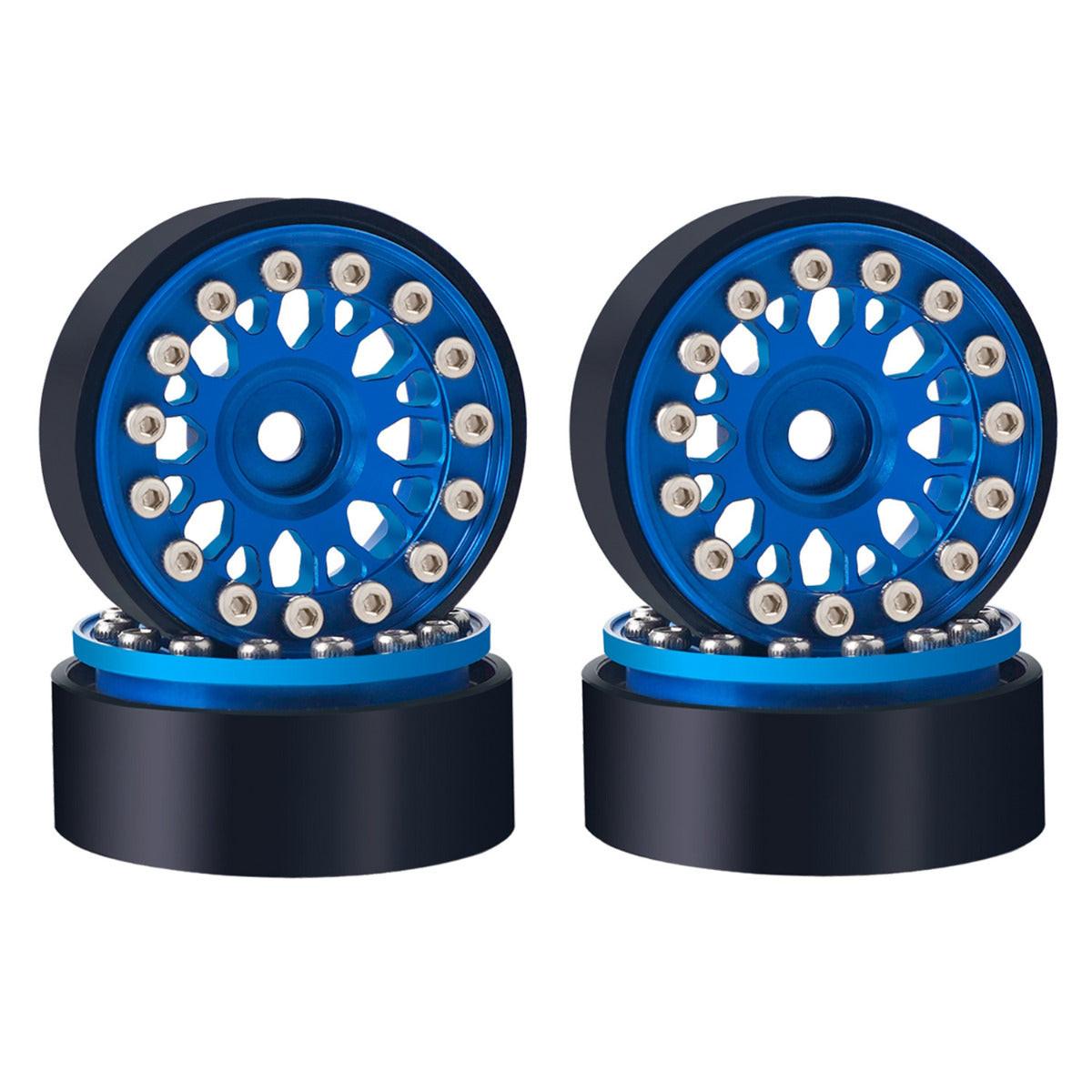 Powerhobby Aluminum Beadlock 1.0" Wheels 1/24 Axial SCX24 Jeep C10 4pc Blue - PowerHobby